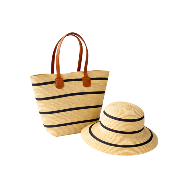 Black Stripe Ladies Hat And Bag Set
