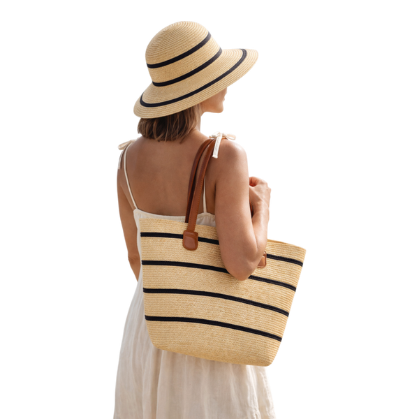 Black Stripe Ladies Hat And Bag Set