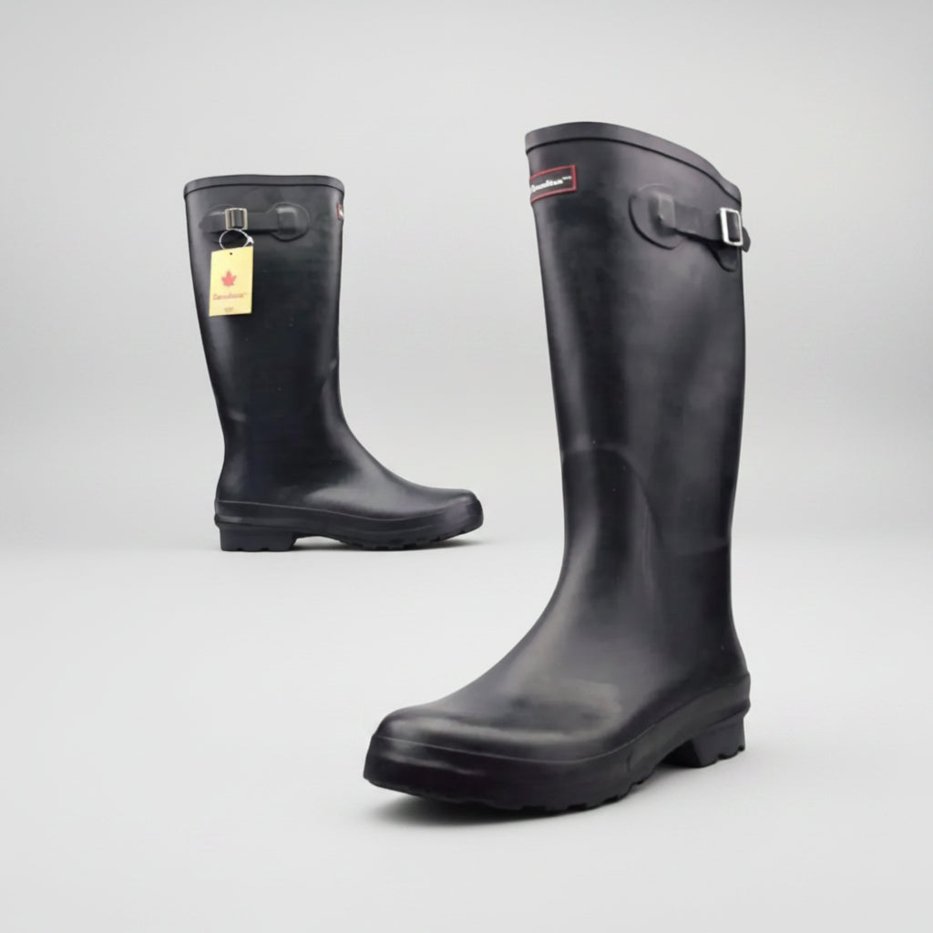 Ladies black Canadiana full legth wellies wellington boots waterproof workwear