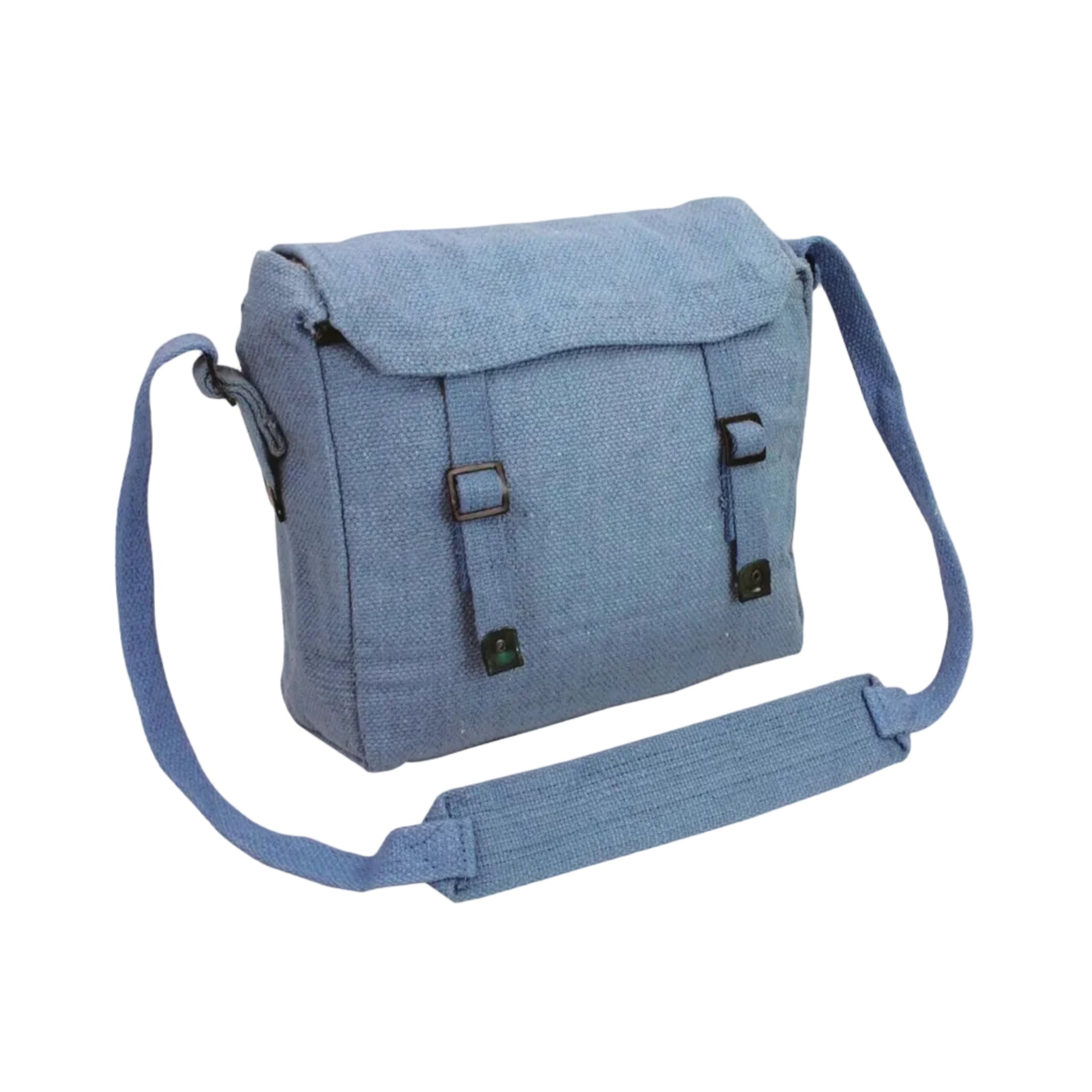 Canvas army military style shoulder bag with adjustable strap and buckle fastening in RAF Blue
