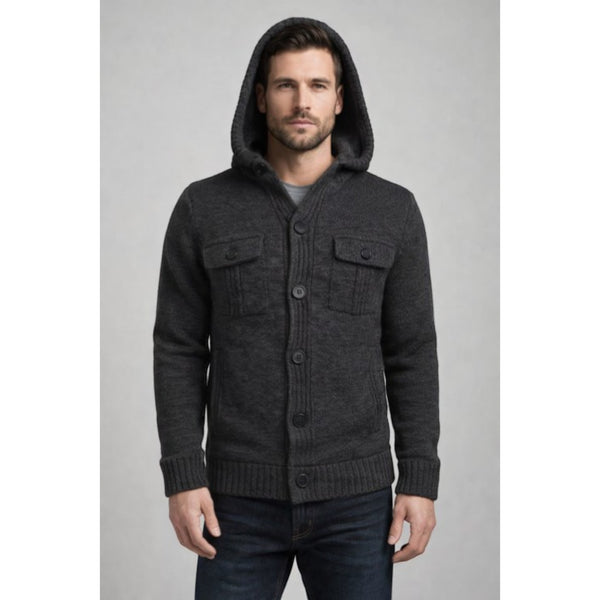 Men's Charcoal Chunky Knit Cardigan