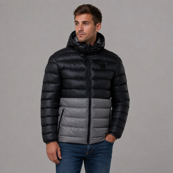 Men's Two-Tone Thick Quilted Winter Coat