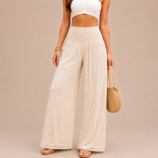 Ladies Crochet Beige Trousers
