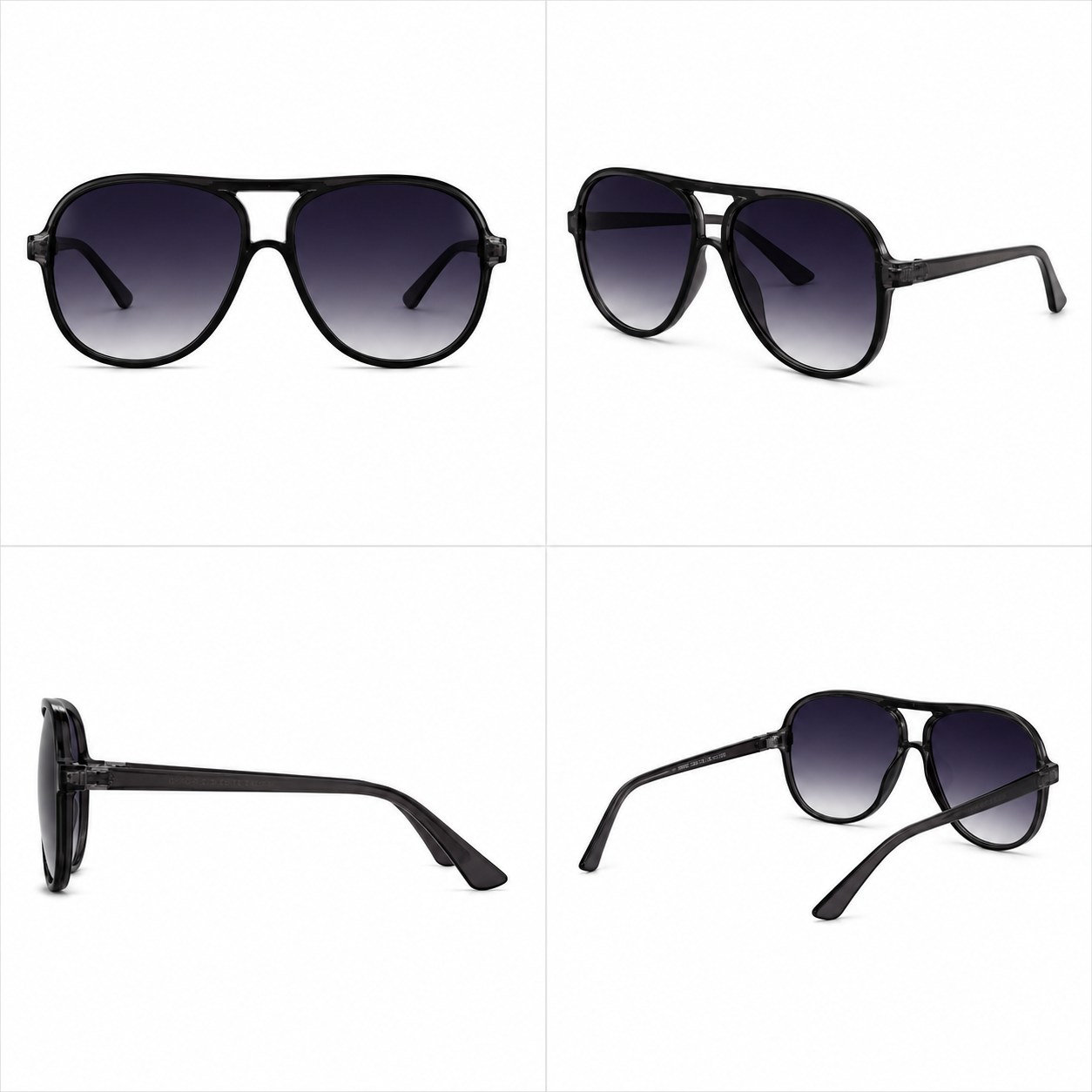 Black aviator sunglasses with UV400 eye protection and modern oversized design
