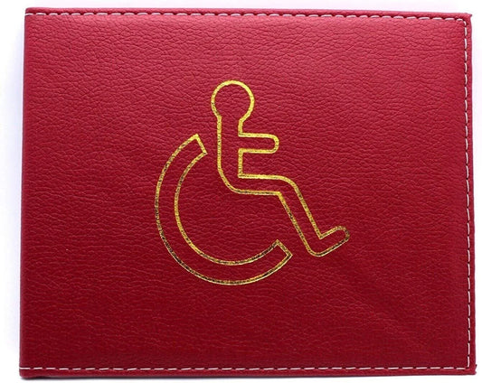  Maroon disabled badge holder wallet in multiple colours with gold wheelchair symbol