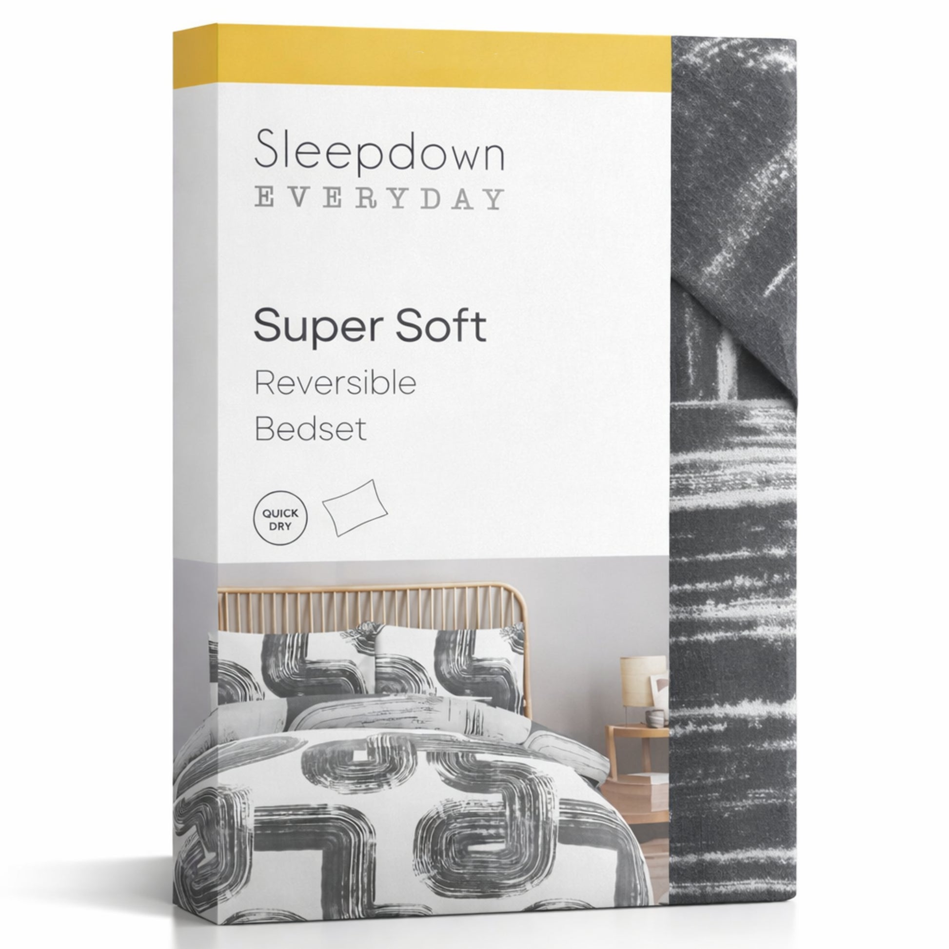 Sleepdown Elemental Geo reversible microfibre duvet cover set with modern geometric design in Single, Double or King size