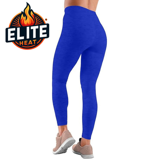 Women’s Royal Blue Elite Heat fleece lined leggings – high waist, elastic stretch, thermal warm Ladies winter bottoms - Mega Warm