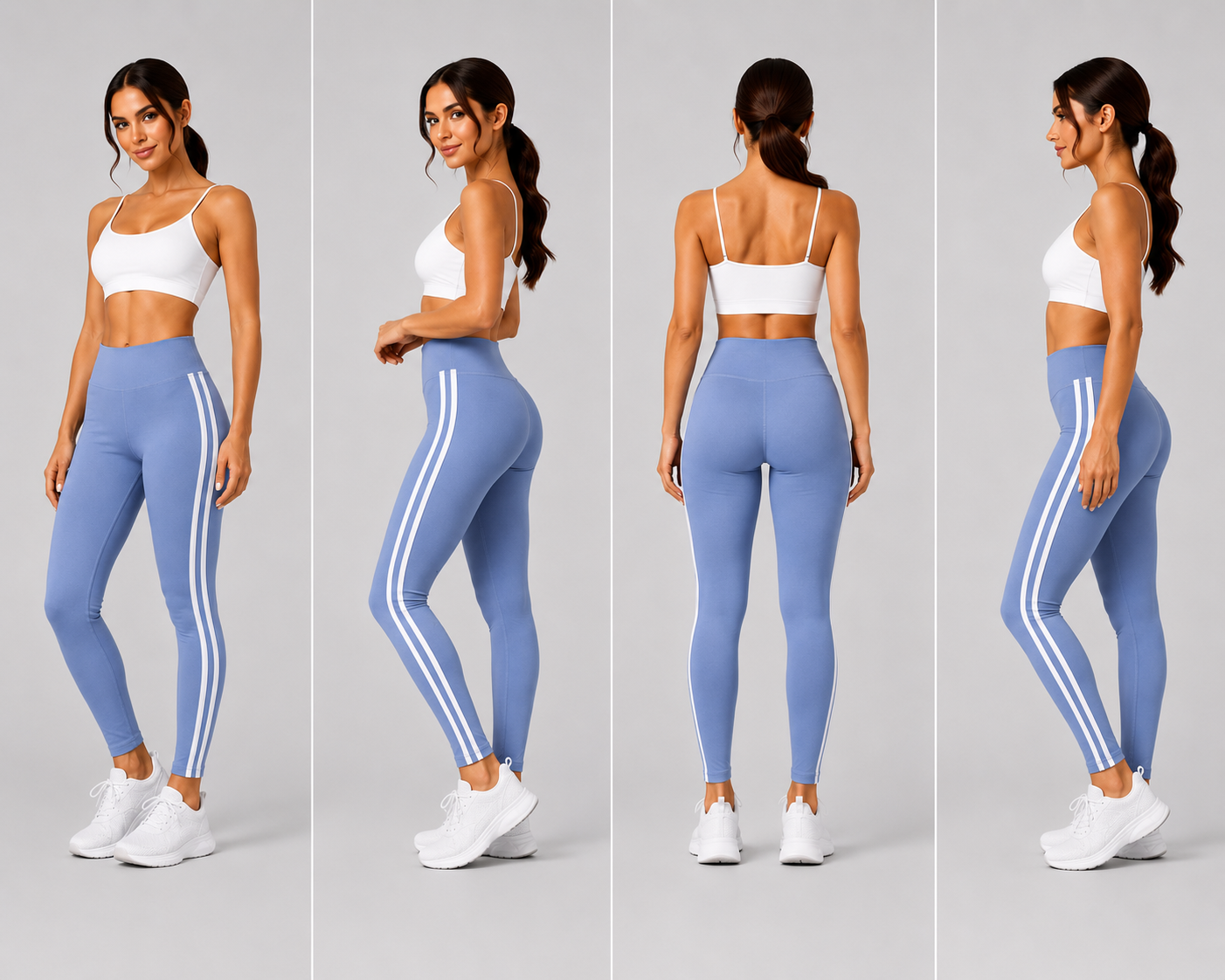 Air force blue with white stripe high waisted leggings activewear gymwear 