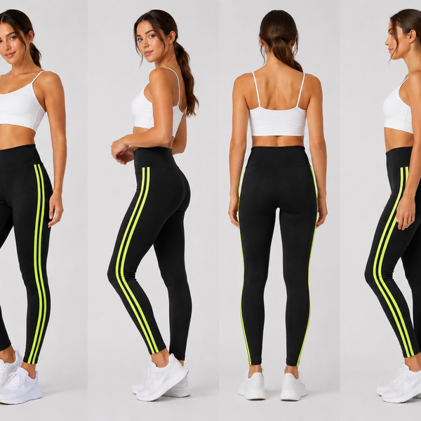 Ladies High Waisted Leggings (Black/Green)