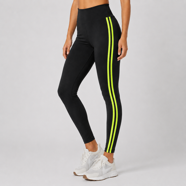 Ladies High Waisted Leggings (Black/Green)
