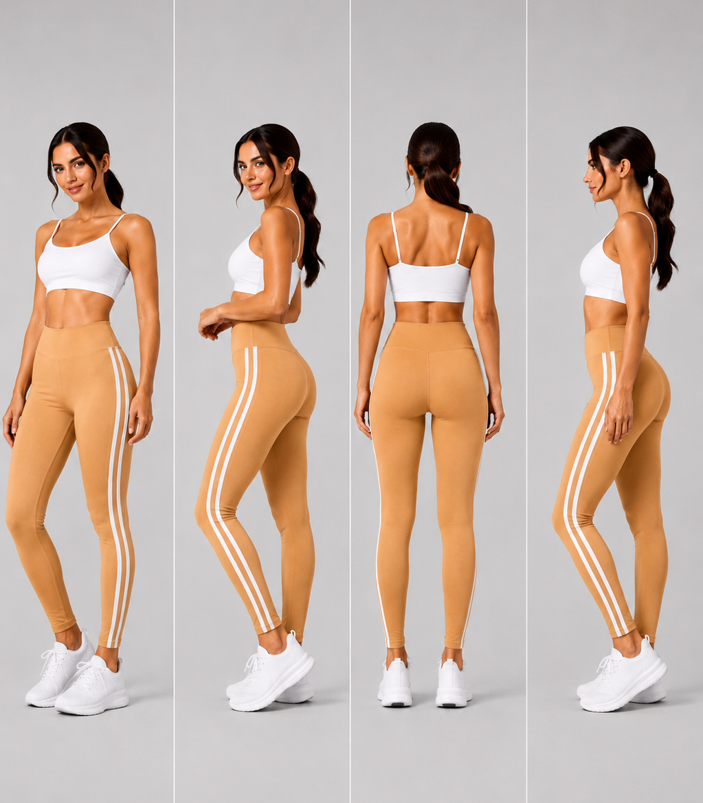 Mustard with white stripe high waisted leggings activewear gymwear 
