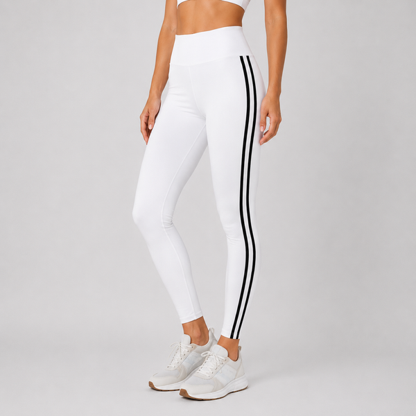 Ladies High Waisted Leggings (White/Black)