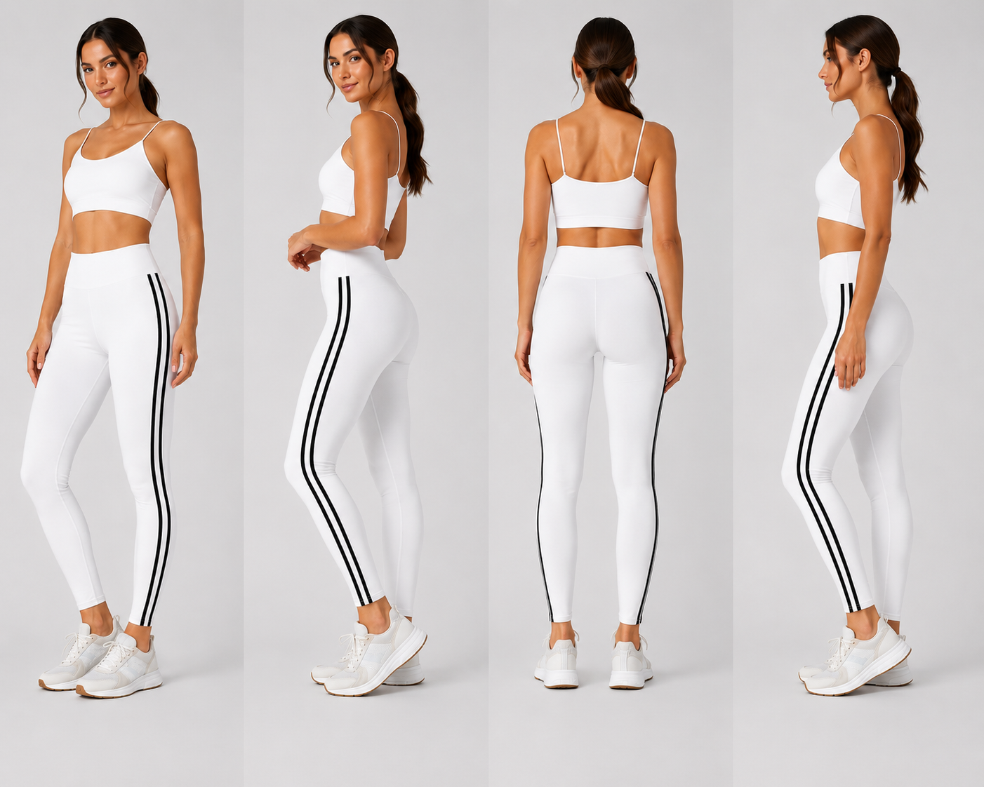 White and black stripe high waisted leggings activewear gymwear 