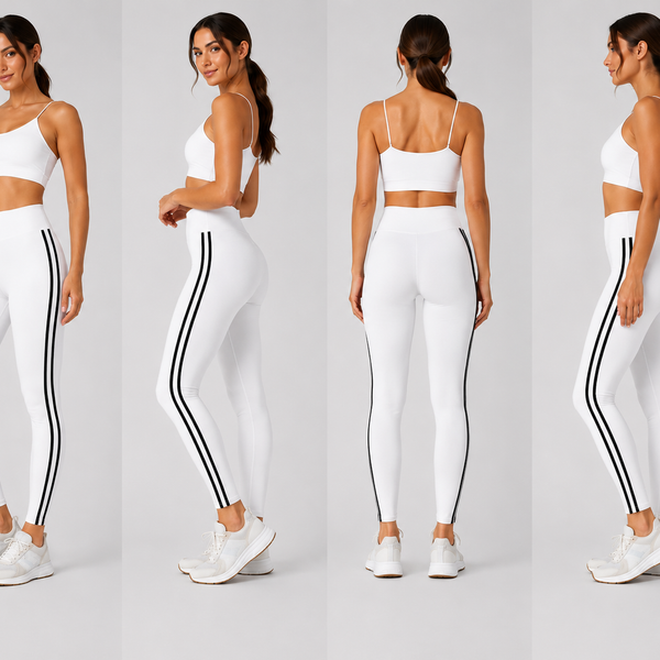 Ladies High Waisted Leggings (White/Black)