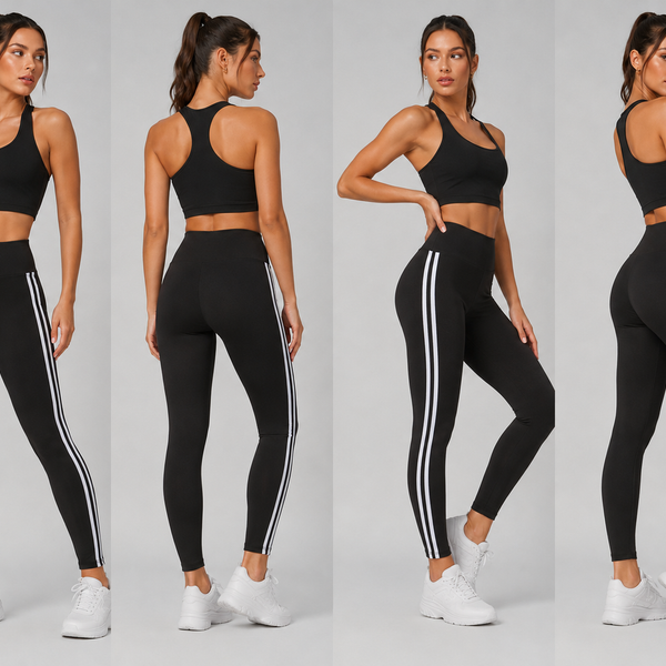 Ladies High Waisted Leggings (Black/White)