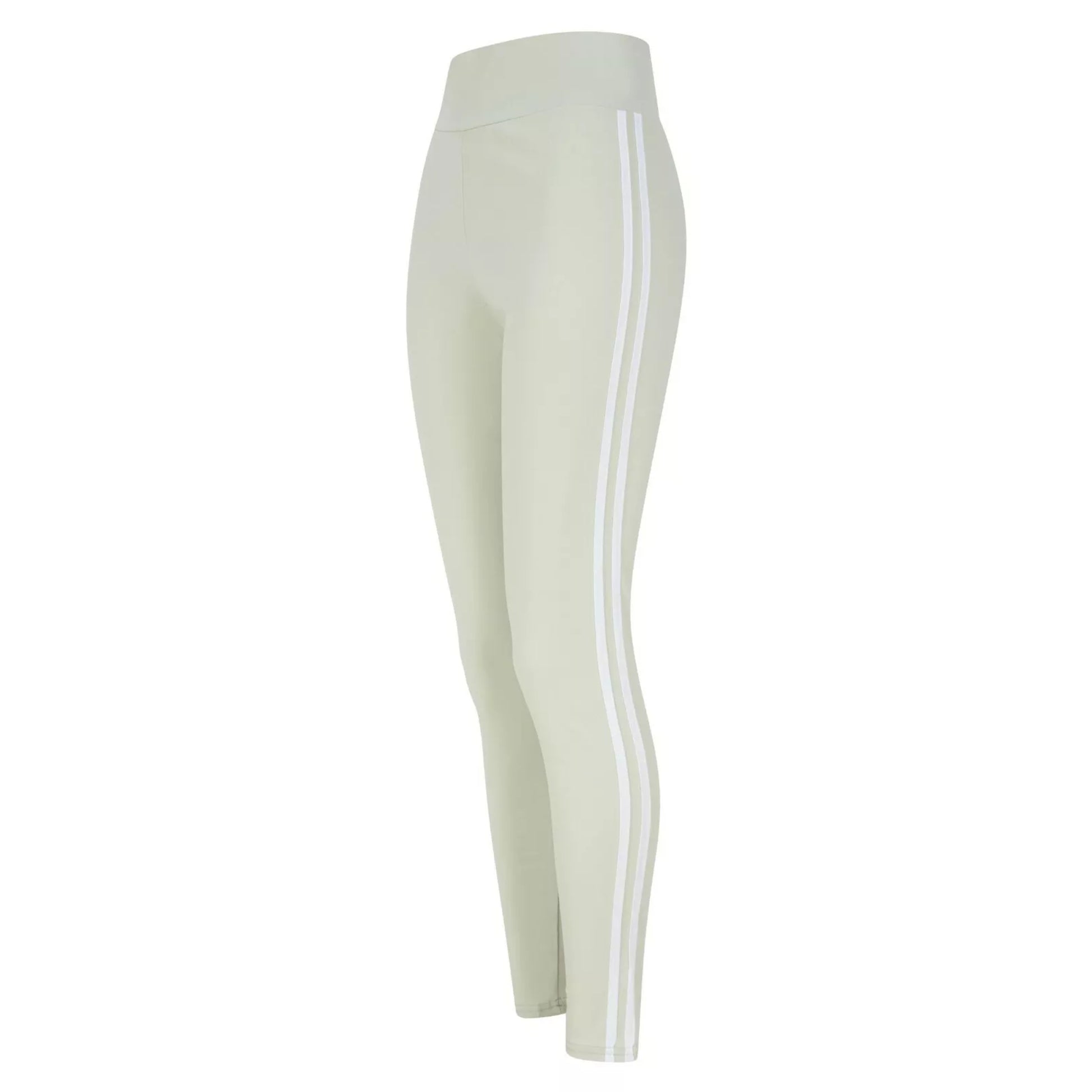 Ladies pistachio with white stripe high waisted leggings activewear gymwear 