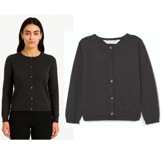 ladies Charcoal soft knit cardigan