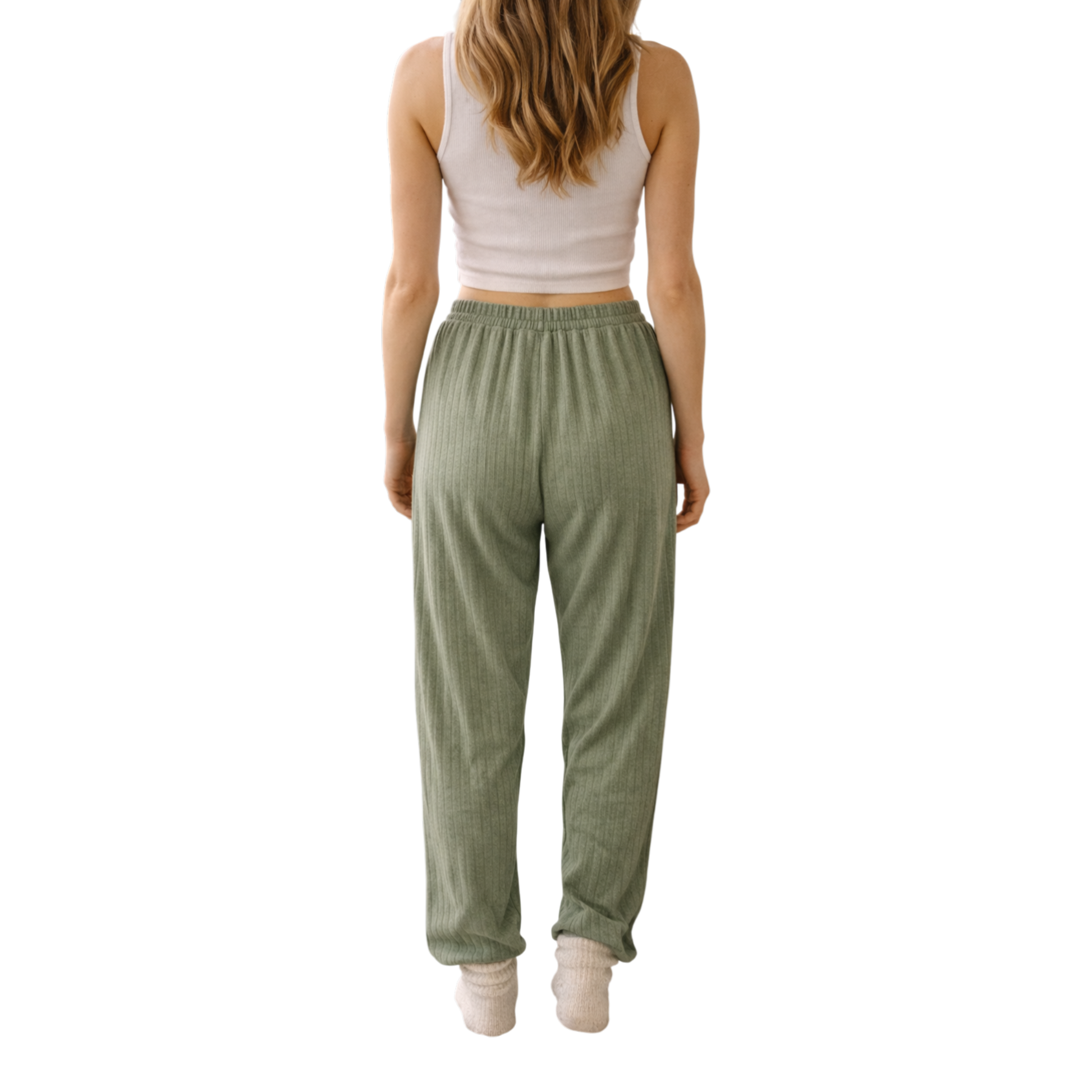 Relax in comfort and style with these beautifully soft ribbed lounge trousers. Designed with a flattering relaxed fit and elasticated waistband, they’re perfect for cosy days at home, travel, or casual everyday wear.