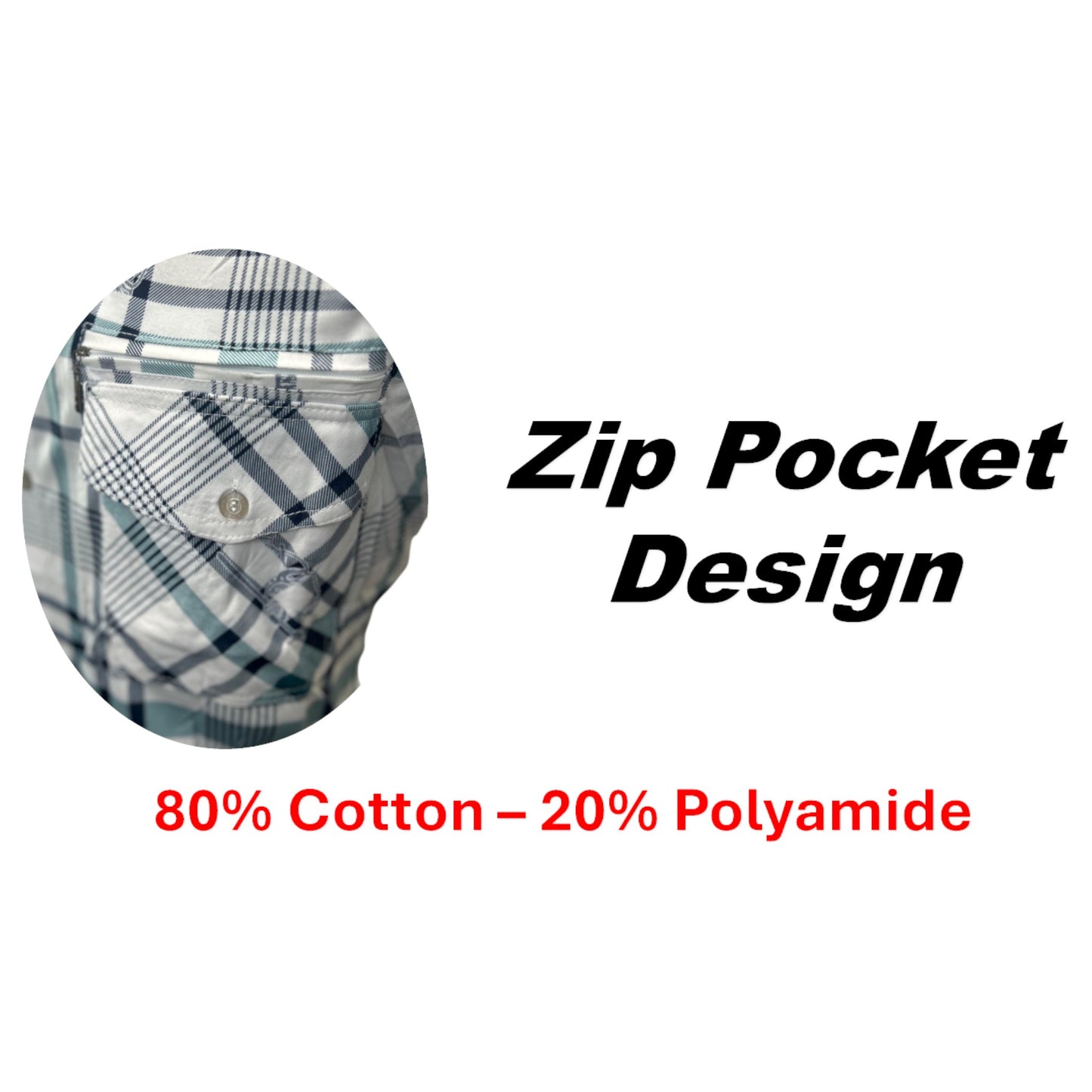 Men’s Check Short Sleeve Shirt – Zip Pocket Design - Ex Store
