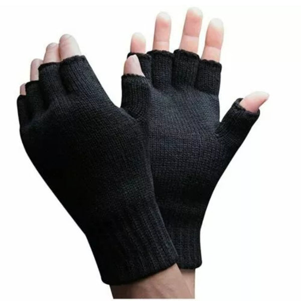 One Size Black Fingerless Gloves