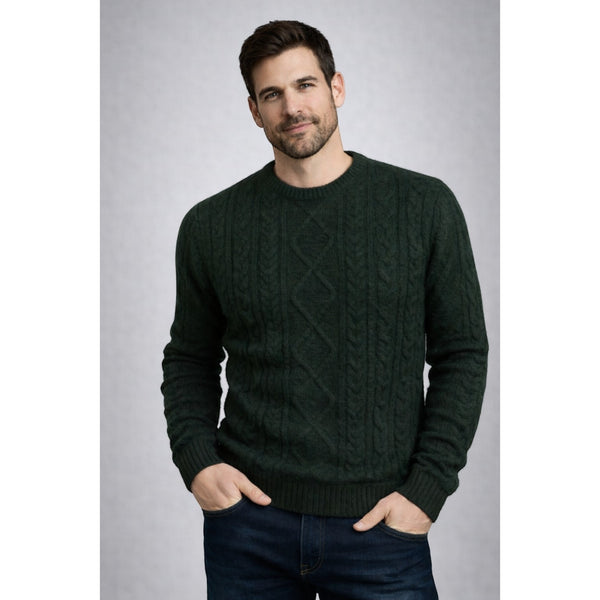 Men's Forest Green Chunky Knit Jumper | Size Small (36–38" Chest)