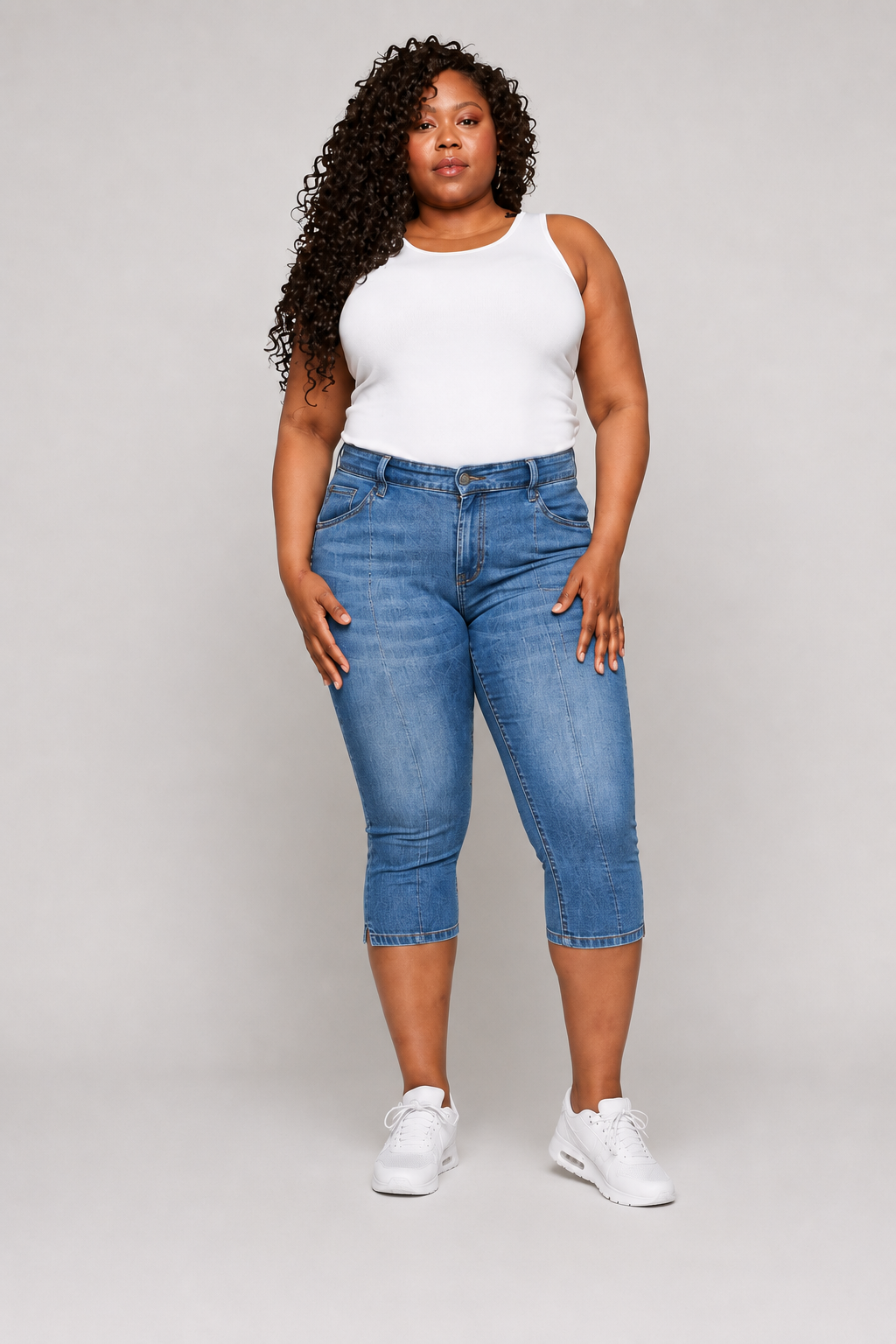 Ladies 3/4 Denim Shorts - Plus Size
