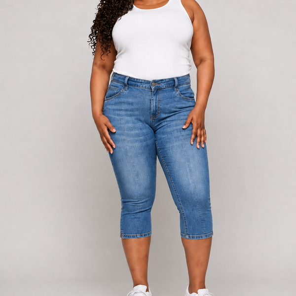 Ladies 3/4 Denim Shorts - Plus Size