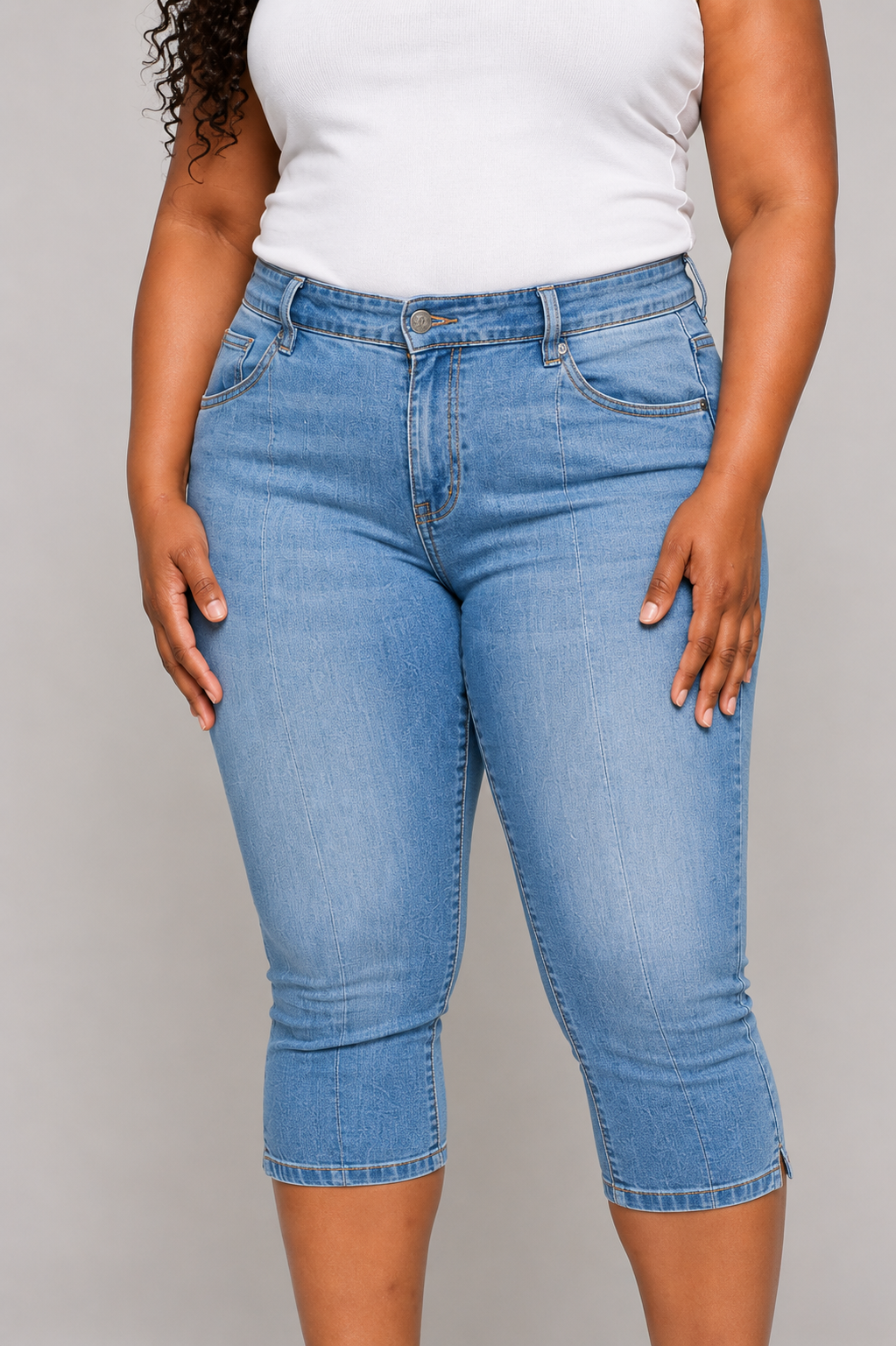Ladies 3/4 Denim Shorts - Plus Size
