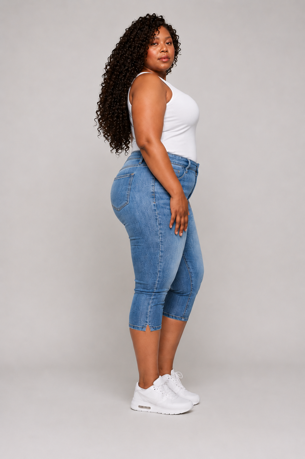 Ladies 3/4 Denim Shorts - Plus Size
