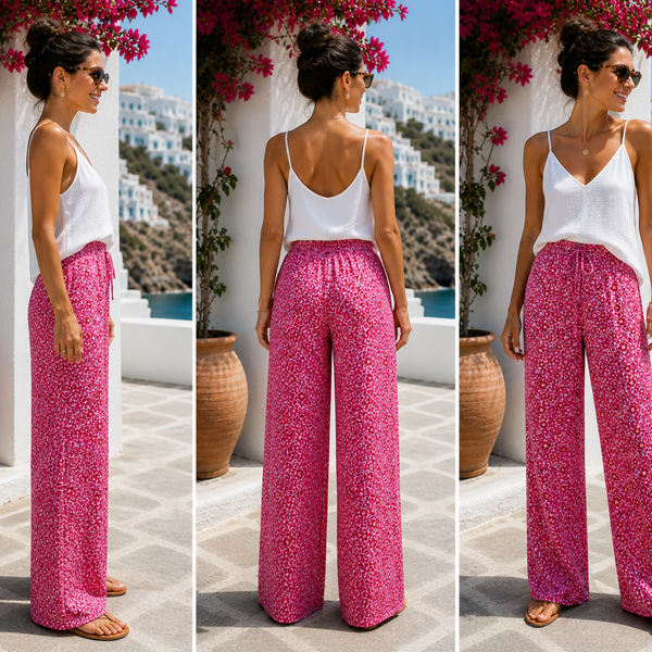 Ladies Cotton Floral Printed Palazzo Trousers