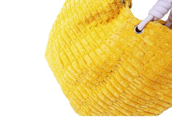 Yellow spacious towelling tote bag for beach holidays with soft textured fabric
