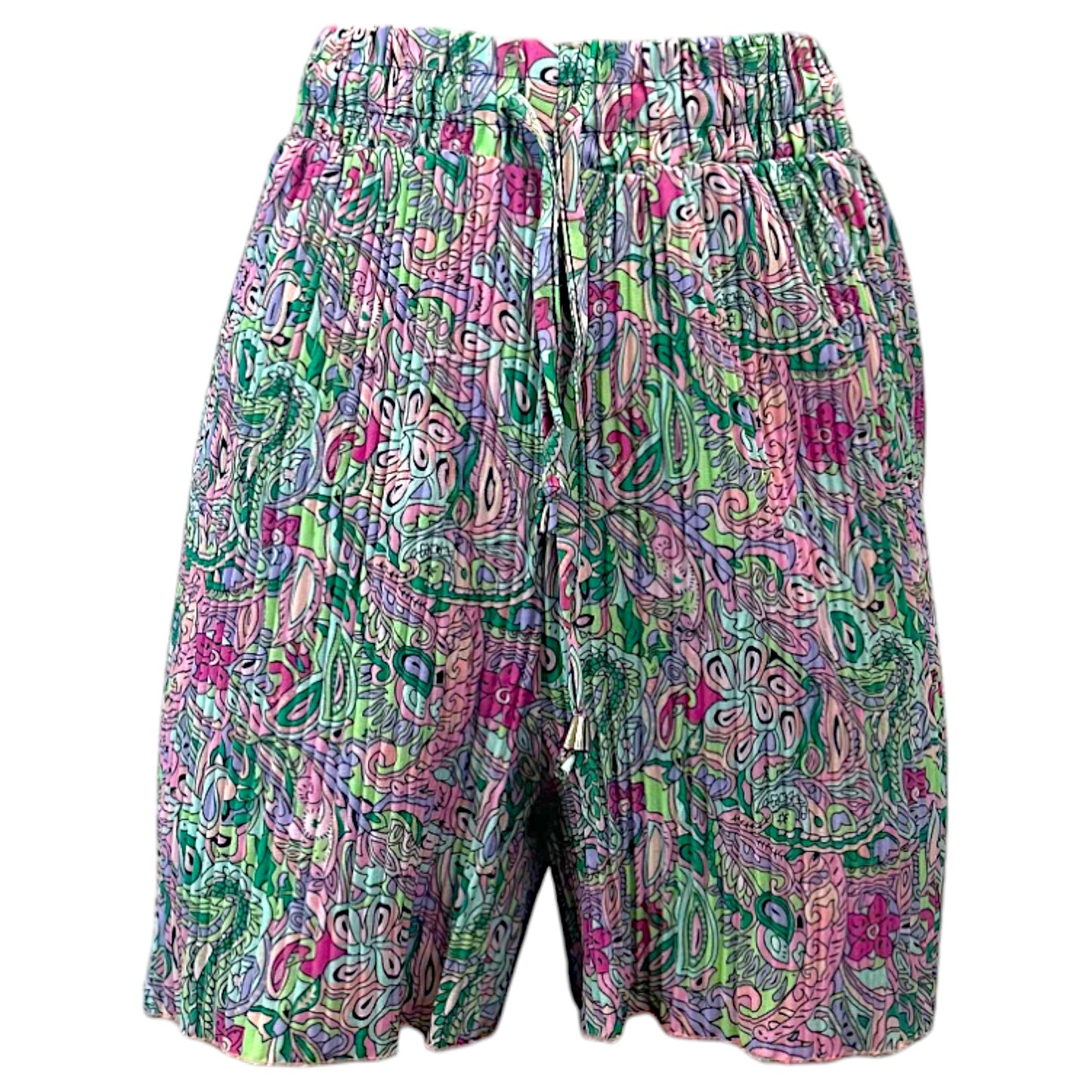 Ladies Pleated Paisley Summer Shorts