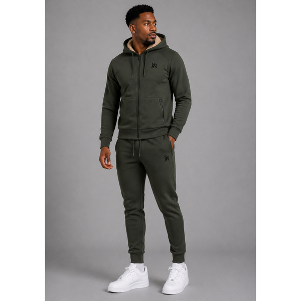 Men's JDN Branded Premium Thick Fleece Lined Tracksuit (Khaki)