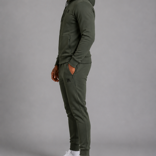 Men's JDN Branded Premium Thick Fleece Lined Tracksuit (Khaki)