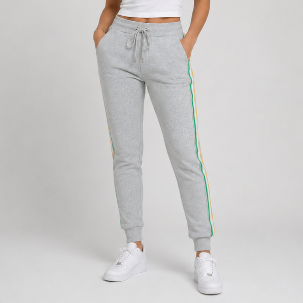 Ladies Fully Lined Contrast Stripe Joggers (Grey)