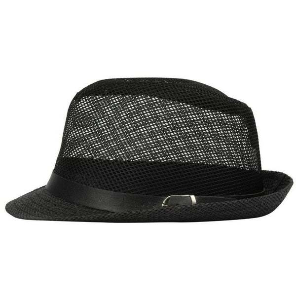Unisex Straw Hat With Mesh Upper Trilby Style