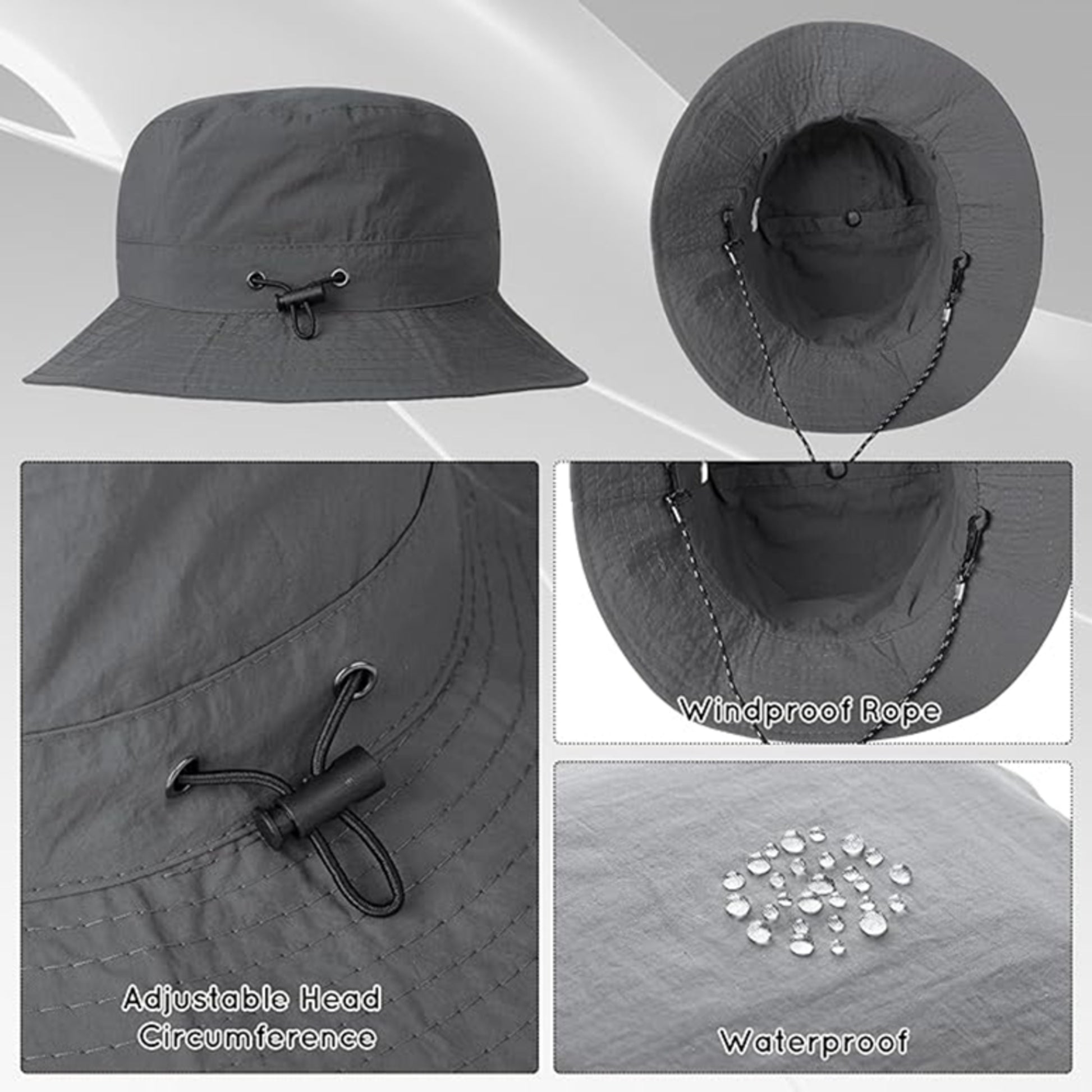 Unisex foldable bucket hat with chin strap – wide brim sun hat for outdoor hiking, fishing, camping – packable design