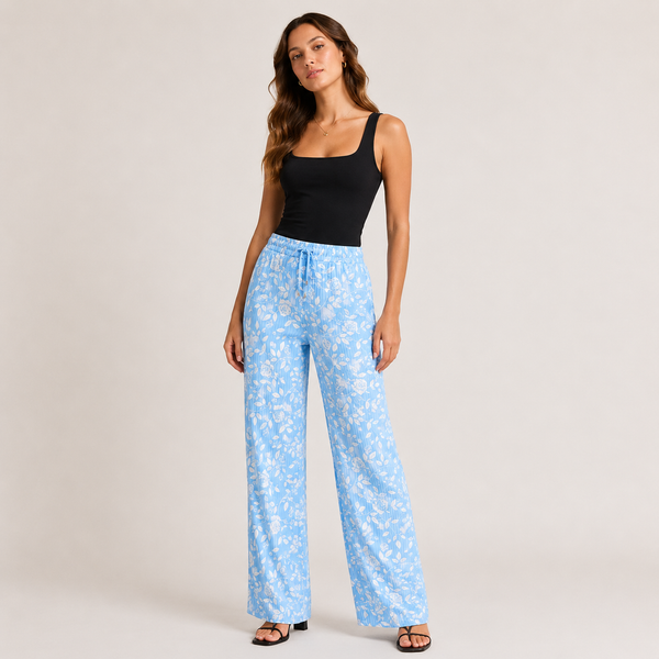 Ladies Ava Floral Wide Leg Trousers