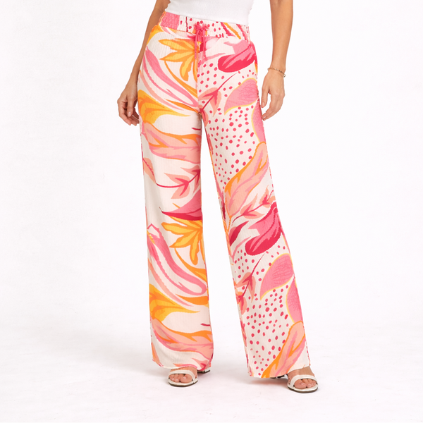 Ladies Sunset Palm Wide Leg Trousers