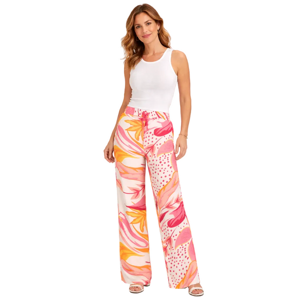 Ladies Sunset Palm Wide Leg Trousers