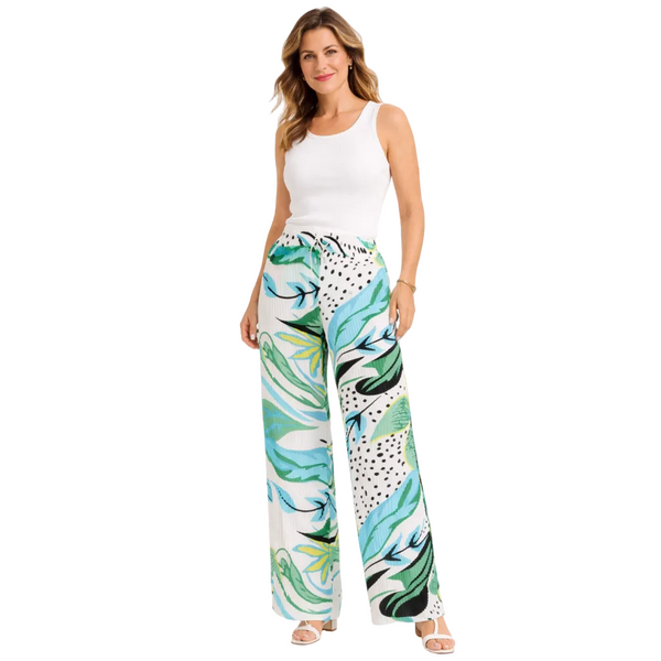 Ladies Jungle Leaf Wide Leg Trousers