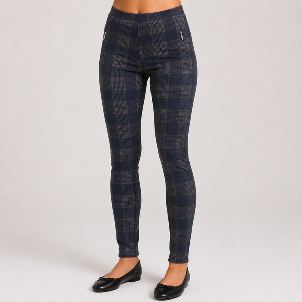 Ladies Check Leggings – Comfort Fit with Zip Pockets