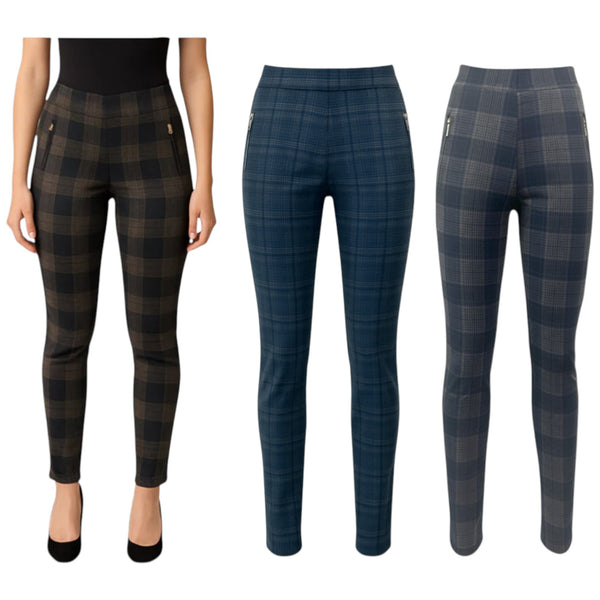 Ladies Check Leggings – Comfort Fit with Zip Pockets