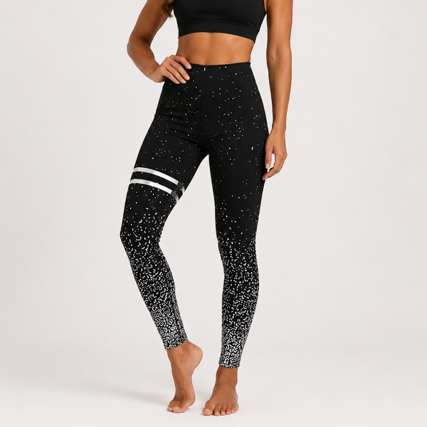Ladies Stardust Sparkle Leggings (Black/Silver)
