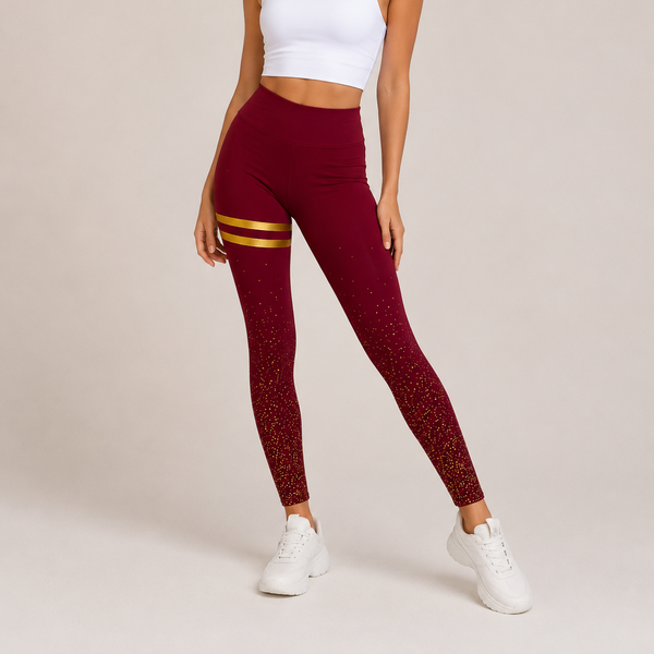 Ladies Stardust Sparkle Leggings (Burgundy)