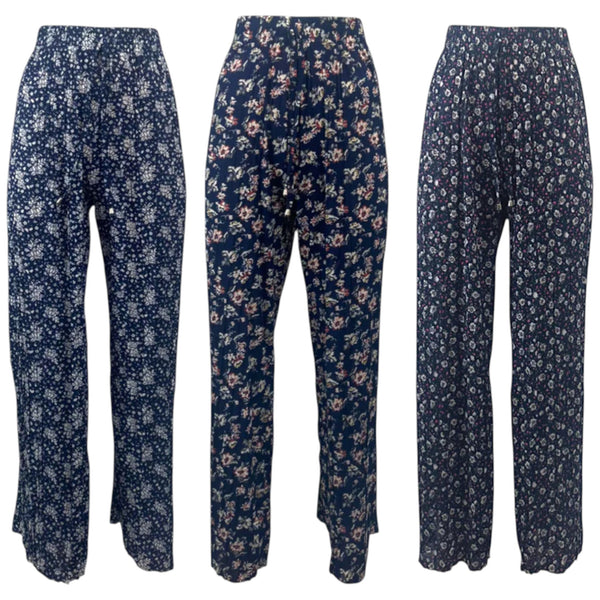 Ladies Floral Print Palazzo Trousers - Size 8 - 12