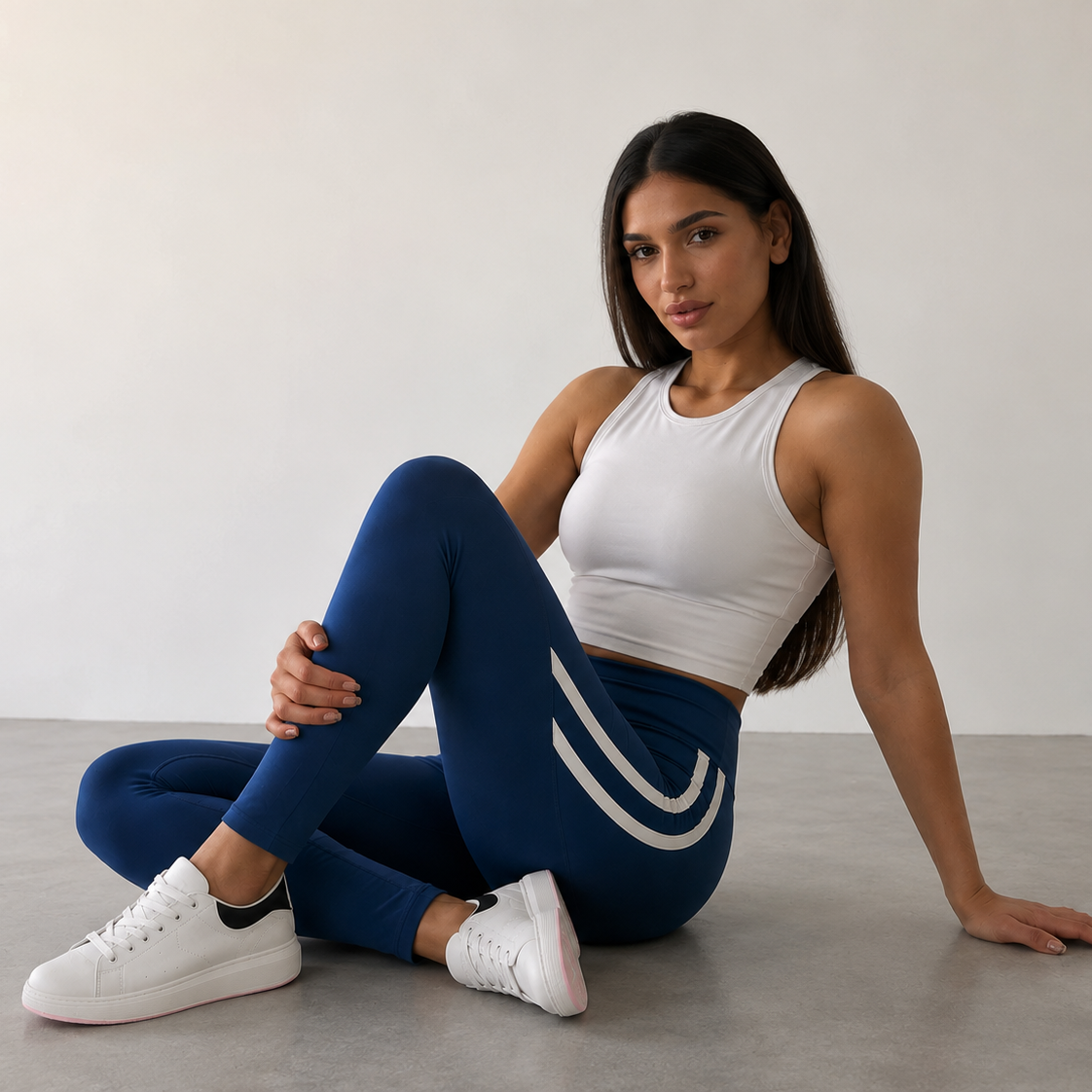 Women’s High Waist 2 Stripe Leggings for Women Gym Yoga Running Stretch Fitness Pants Blue Black Grey Burgundy Khaki Pink Activewear
