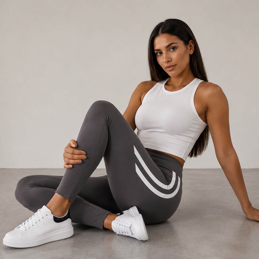 Women’s High Waist 2 Stripe Leggings for Women Gym Yoga Running Stretch Fitness Pants Blue Black Grey Burgundy Khaki Pink Activewear