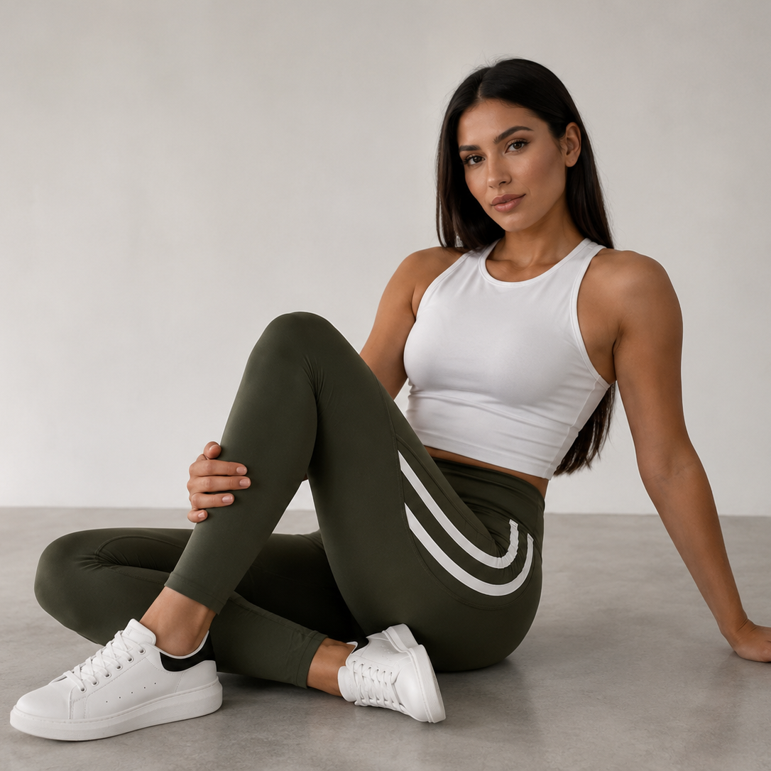Women’s High Waist 2 Stripe Leggings for Women Gym Yoga Running Stretch Fitness Pants Blue Black Grey Burgundy Khaki Pink Activewear