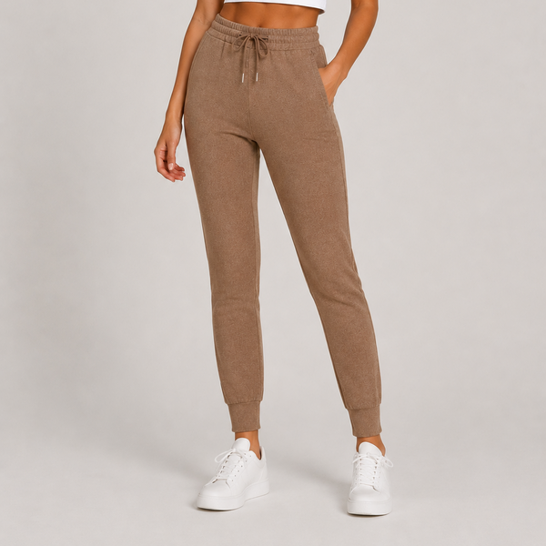 Ladies Everyday Comfort Fit Soft Touch Joggers (Brown)